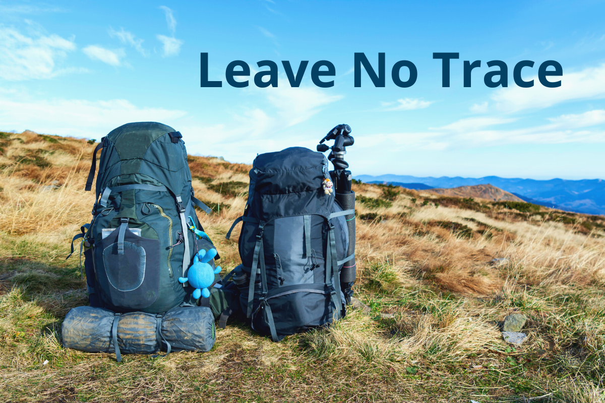 Leave No Trace - Image of backpacking bags on a mountain