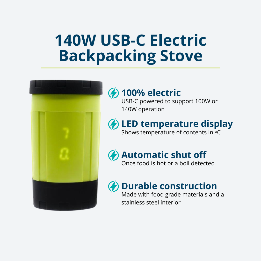 EcoSimmer 140W Electric Backpacking Stove + AC Adapter Bundle | AOHI Magcube 140W USB-C Adapter
